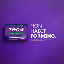 ZzzQuil nighttime sleep-aid box and "Non-habit forming" claim on packaging