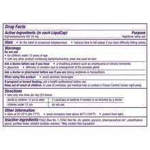 Drug Facts panel for diphenhydramine HCl sleep-aid LiquiCap with directions and warnings