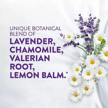 Lavender, chamomile, valerian root, and lemon balm botanical blend