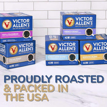 Victor Allen's coffee pod boxes on a countertop, including French roast