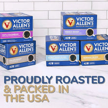 Multiple Victor Allen's coffee single-serve boxes, with French roast box in front