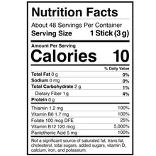 Nutrition Facts label for mushroom drink mix, serving size 1 stick (3 g)