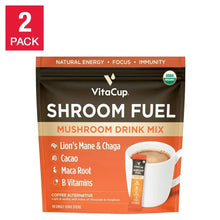 VitaCup Shroom Fuel mushroom drink mix pouch, natural energy focus immunity, 2-pack