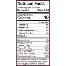 Nutrition Facts: 10 calories per 1 stick (3.7 g)