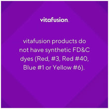vitafusion label card, no synthetic FD&C dyes statement