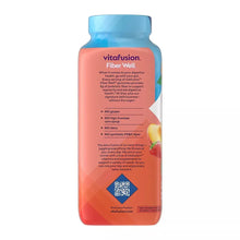 Vitafusion Fiber Well sugar-free fiber gummies bottle with benefits text and icons