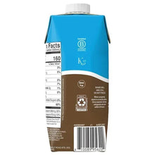 Chocolate collagen & protein shake carton back with barcode and recycling icons