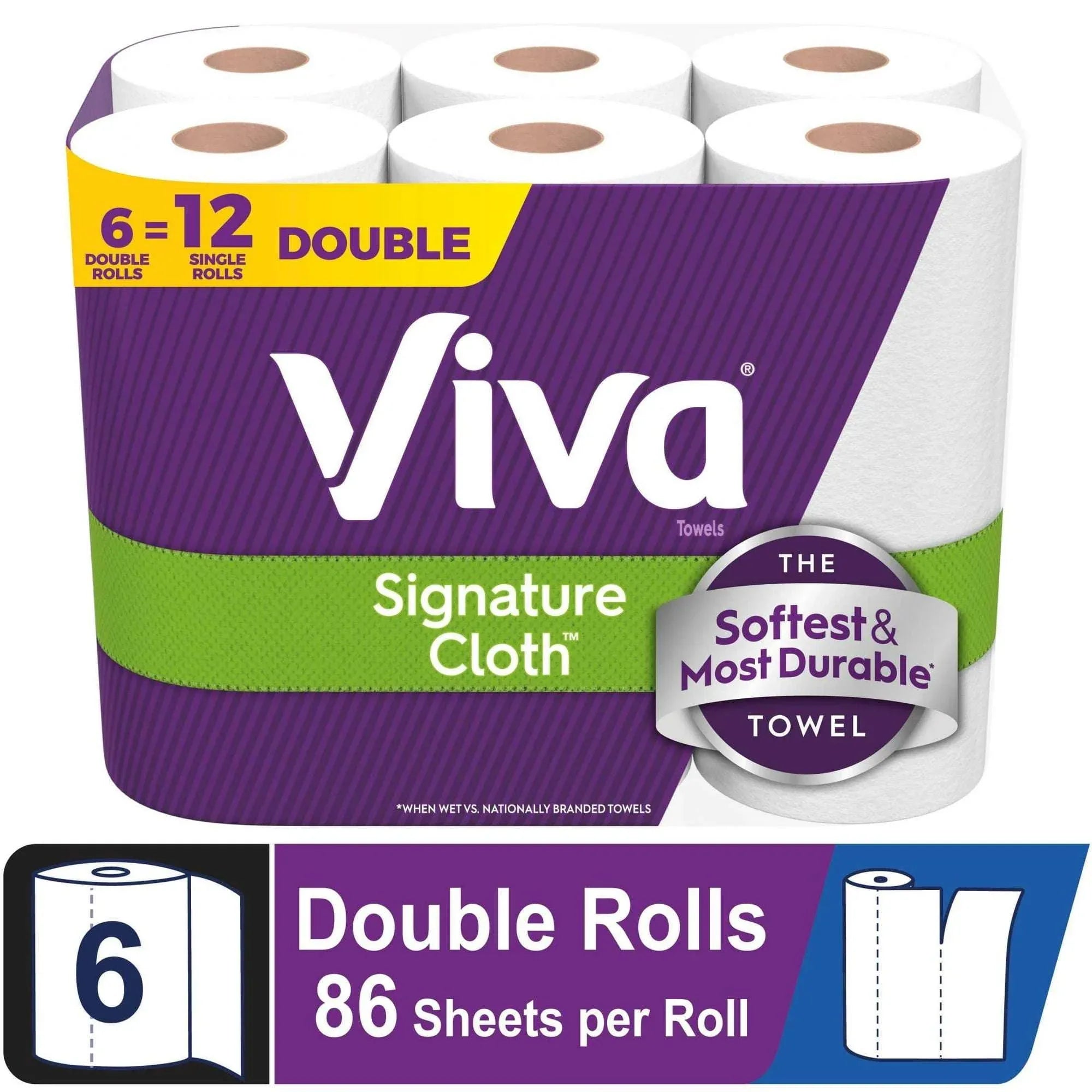 Viva Signature Cloth Paper Towels, 6 Double Rolls, 86 Sheets per Roll - USA MEGA SHOP