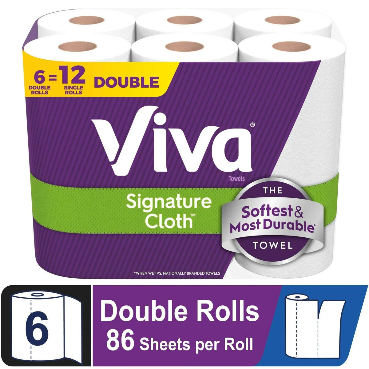 Viva Signature Cloth Paper Towels, 6 Double Rolls, 86 Sheets per Roll - USA MEGA SHOP