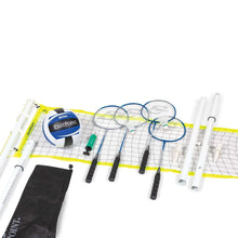 2-in-1 volleyball & badminton net set with poles, rackets, ball, pump, and carry bag