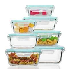 Sindcom 7 Pack Glass Food Storage Containers, Meal Prep, Airtight Bento Boxes with Leak Proof Locking Lids