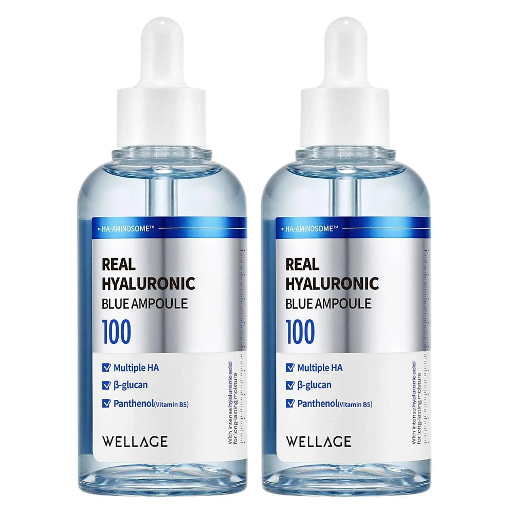 WELLAGE Real Hyaluronic Blue Ampoule, 2.53 fl oz, 2-pack - USA MEGA SHOP