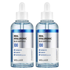 WELLAGE Real Hyaluronic Blue Ampoule, 2.53 fl oz, 2-pack