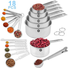 Stainless nesting measuring cups and spoons set with color spice ingredients in cups