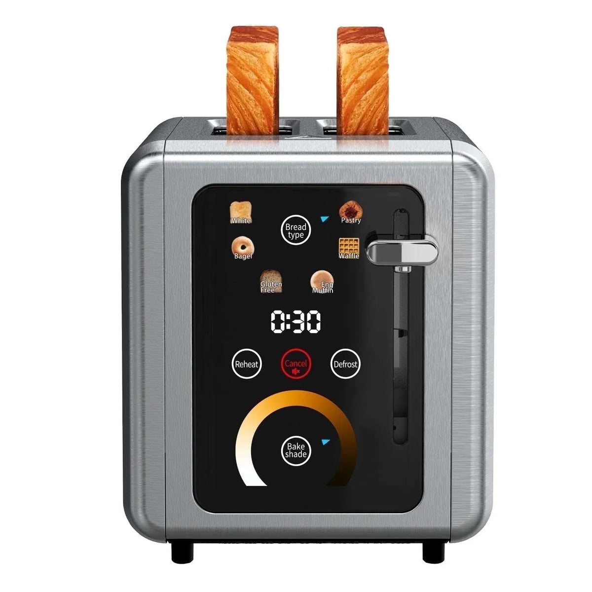 WHALL 2 Slice Toaster, Touchscreen Toasters with Stainless Steel, Wide Slots, Bagel, Defrost, 850W - USA MEGA SHOP