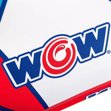 Red and white WOW Vapor Rush towable panel with large WOW logo.
