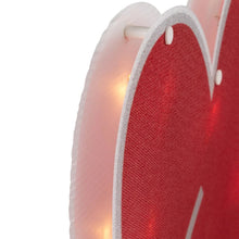 Lighted arrow and red heart edge with white border, showing LED glow along side