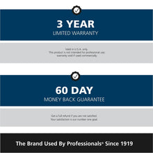 Warranty and money-back guarantee information cards for the shaver purchase