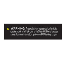 Safety warning label about chemical exposure, including nickel and California notice