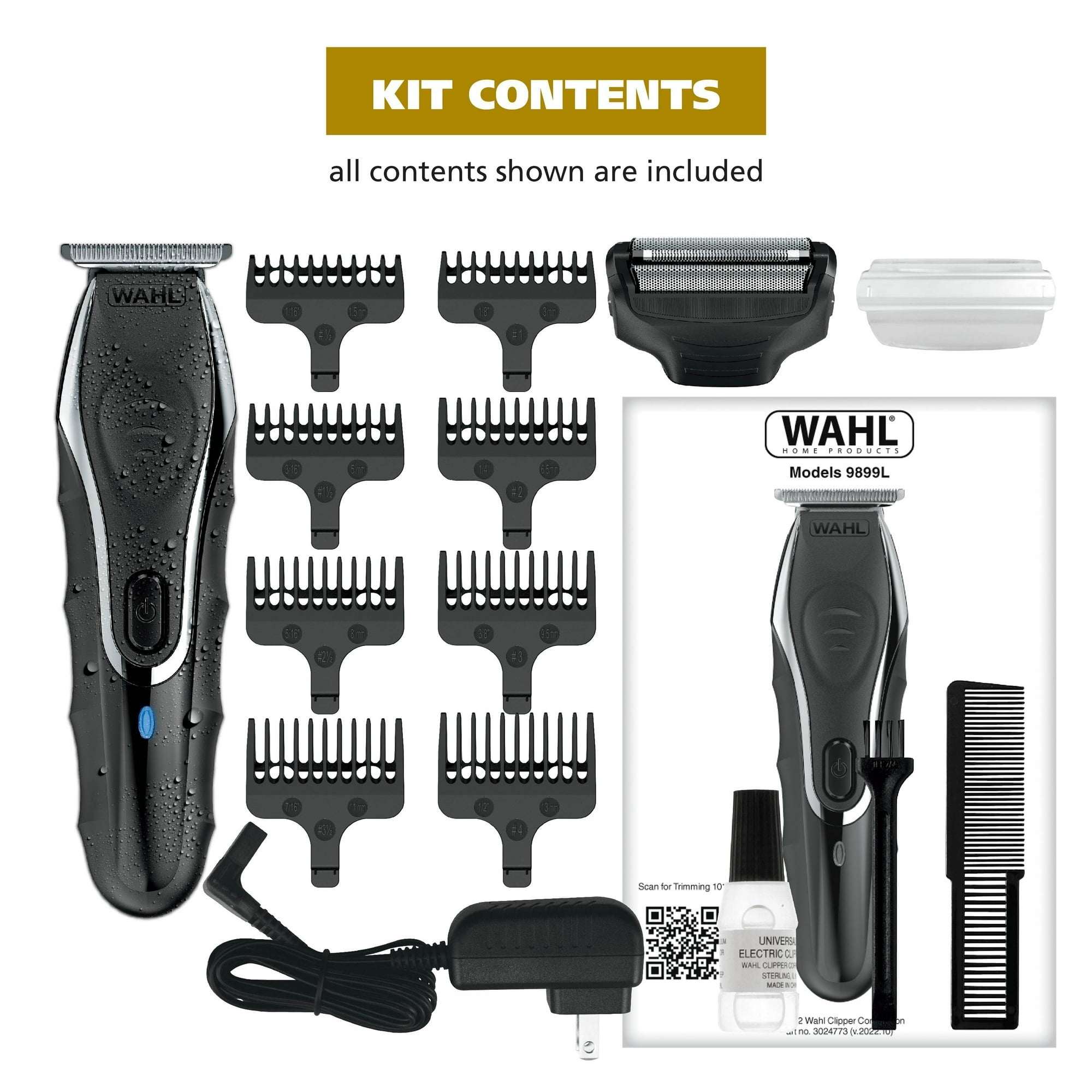 Wahl Commando Cordless Rechargeable Manscaper Wet/Dry Trimmer - Body Groomer for Men, Black 3024497