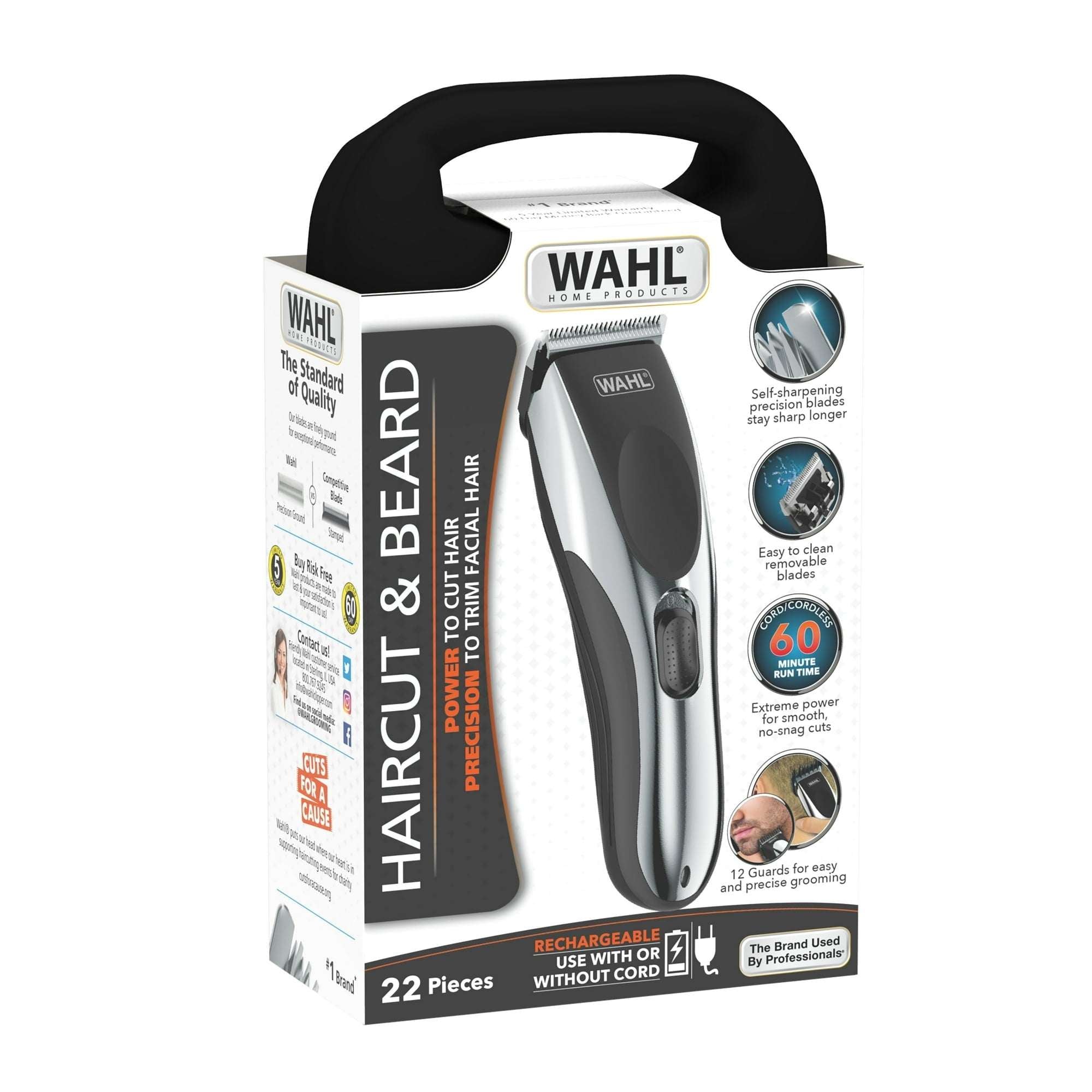 Wahl Lithium Ion All-in-One Beard Trimmer for Men - Black/ Silver Model 9888-600