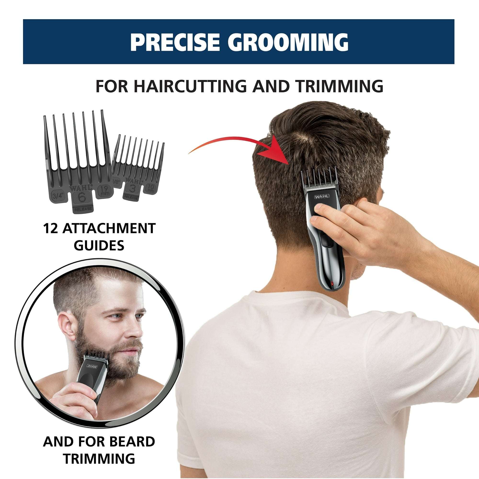Wahl Haircut & Beard Cordless Trimmer Kit, Men or Women, 22pc, Black - 9639-2201