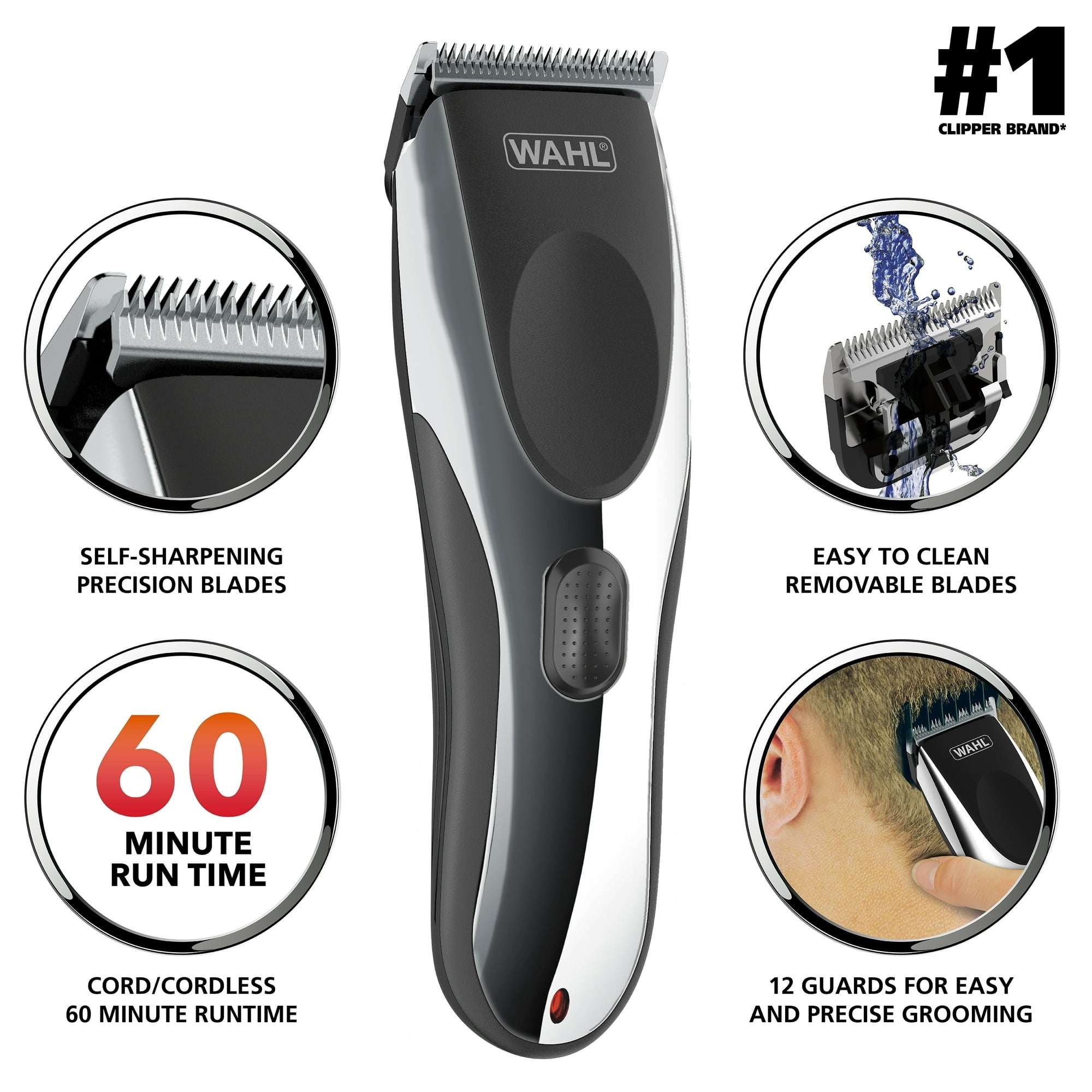 Wahl Lithium Ion All-in-One Beard Trimmer for Men - Black/ Silver Model 9888-600