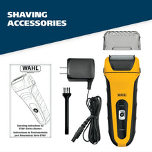 Electric foil shaver with charging adapter, power cord, and protective travel cap