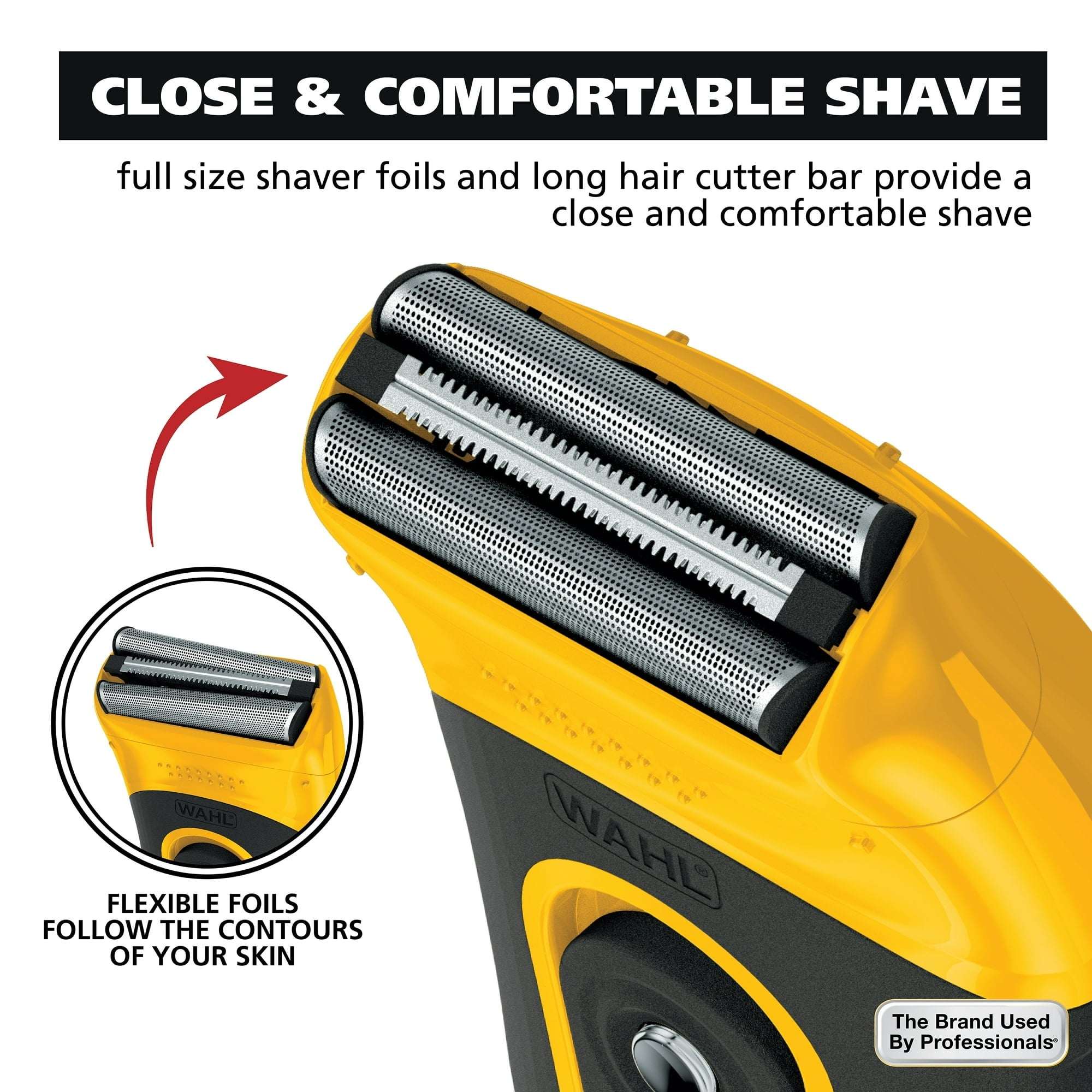 Wahl Life Proof Shaver, Rechargeable Lithium Ion, Compact Flex Foil Shaver & USB Convenience, Men, Yellow - 3023681