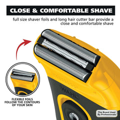 Wahl Life Proof Shaver, Rechargeable Lithium Ion, Compact Flex Foil Shaver & USB Convenience, Men, Yellow - 3023681
