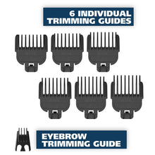 Set of six black trimming guide combs for beard trimmer