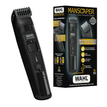 Black rechargeable body groomer with comb guard and power button, wet-ready
