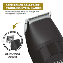 Black body groomer with detachable stainless steel blade attachment