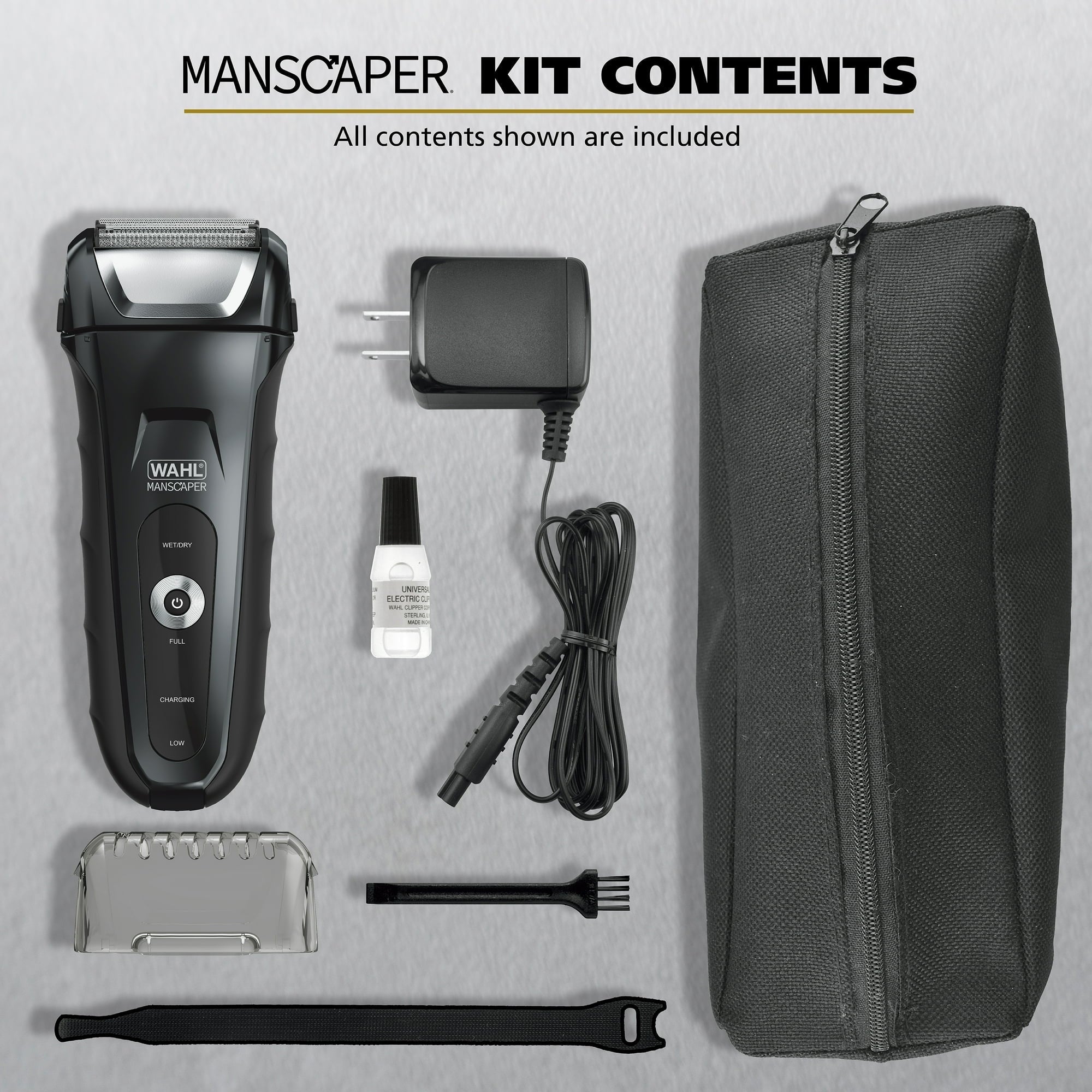 Wahl Manscaper Shaver, Lithium Ion Rechargeable, Waterproof Wet/Dry Flex Hypoallergenic Foils, for Men, 7074