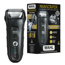 Black Wahl Manscaper waterproof electric foil shaver with power button and LED indicators