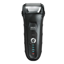 Black Manscaper electric foil shaver with exposed cutting foils and three-level power indicators