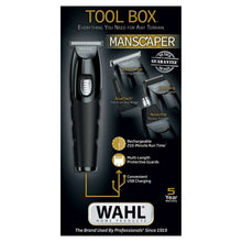 Rechargeable manscaper tool box trimmer retail box with multiple attachments