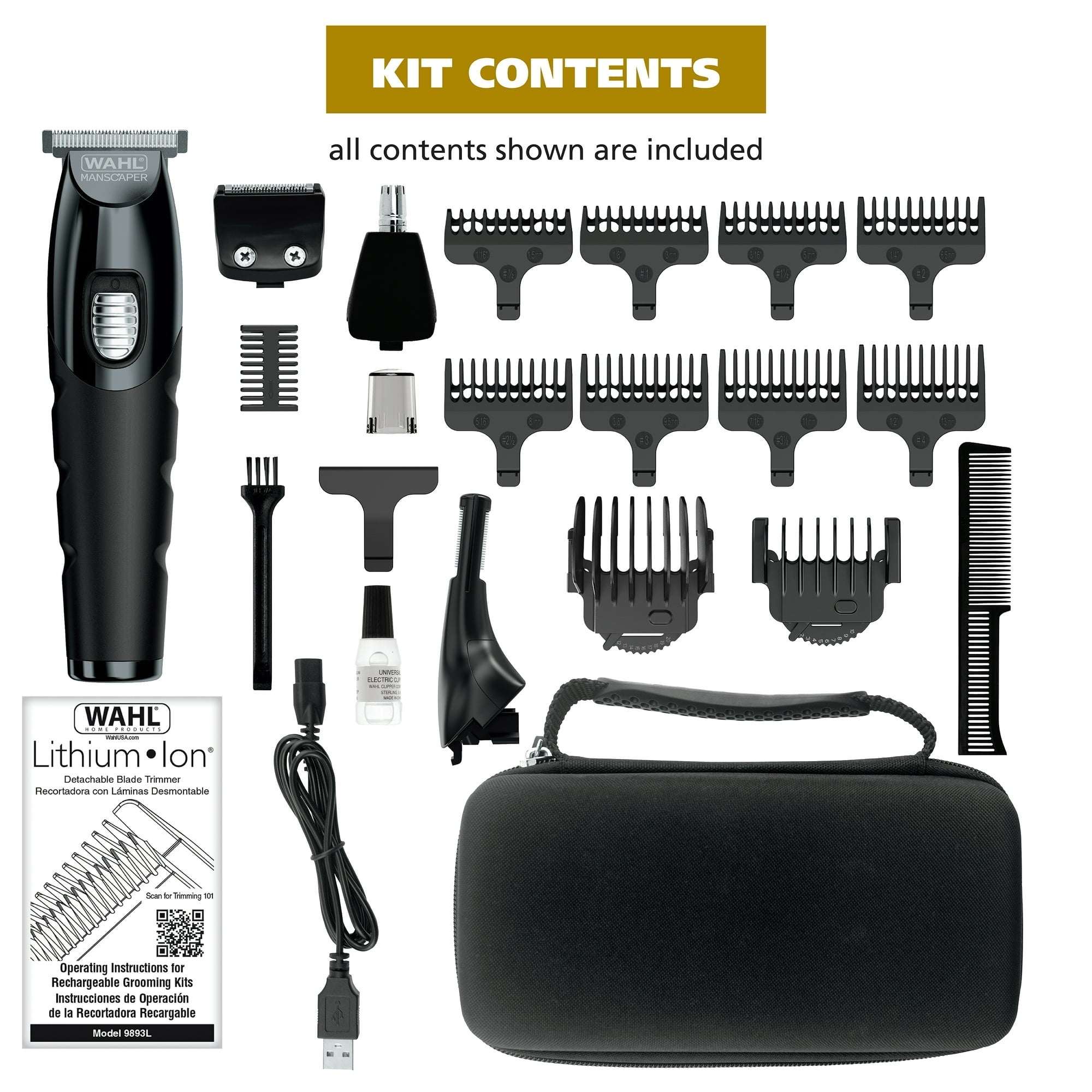 Wahl Manscaper Tool Box Rechargeable Trimmer for Trimming, Shaving, & Detailing for Men - 3024523