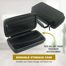 Black rechargeable trimmer storage case with zip compartments for accessories