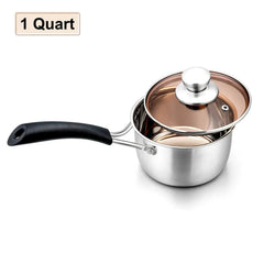 Walchoice 1 Quart Saucepan, Stainless Steel Soup Milk Pan with Transparent Lid