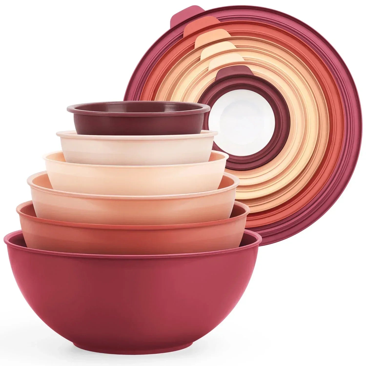 Walchoice Mixing Bowls with Airtight Lids Set of 6, Plastic Nesting Bowls Prep Bowls for Mixing, Serving, Kitchen Preparing, Storage, Microwave & Freezer Safe