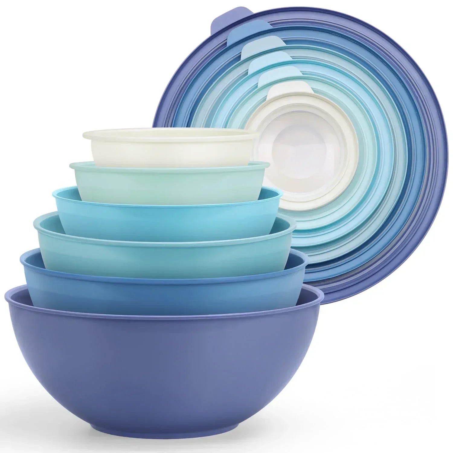 Walchoice Mixing Bowls with Airtight Lids Set of 6, Plastic Nesting Bowls Prep Bowls for Mixing, Serving, Kitchen Preparing, Storage, Microwave & Freezer Safe