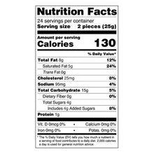 Nutrition Facts panel for shortbread cookies, 2 pieces (25g) serving size
