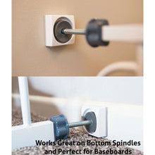 White wall gate protector with metal spindle insert and screw-on gate attachment