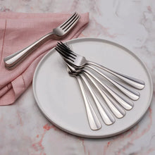 Stainless steel dinner fork set, 12 polished forks with four tines