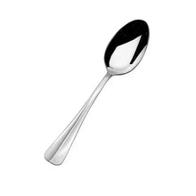 Single polished silver teaspoon with a dark bowl