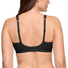 Black wireless seamless bra, lightly lined, with adjustable back straps