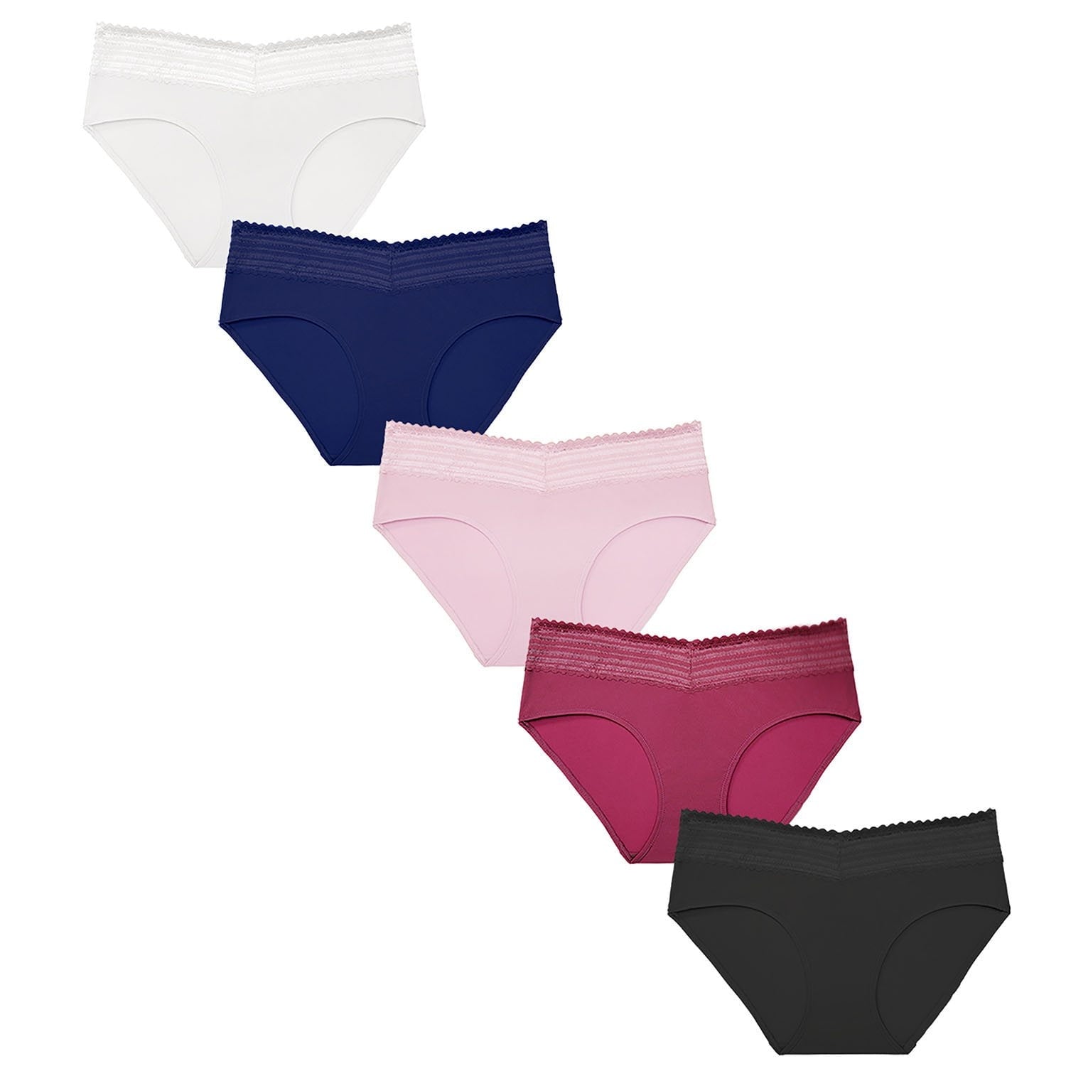 Warners Women’s 5-Pack No Pinching, No Problems Lace Waistband Hipster