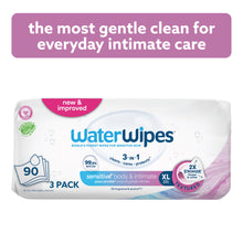WaterWipes wipes 3-pack for sensitive body & intimate care, white pack with blue/pink