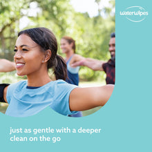 WaterWipes Sensitive on the Go wipes on-the-go lifestyle graphic with WaterWipes logo